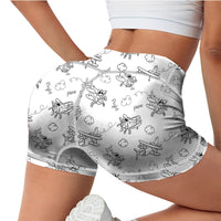 Thumbnail for Cartoon Planes Designed Women Yoga Shorts Pants