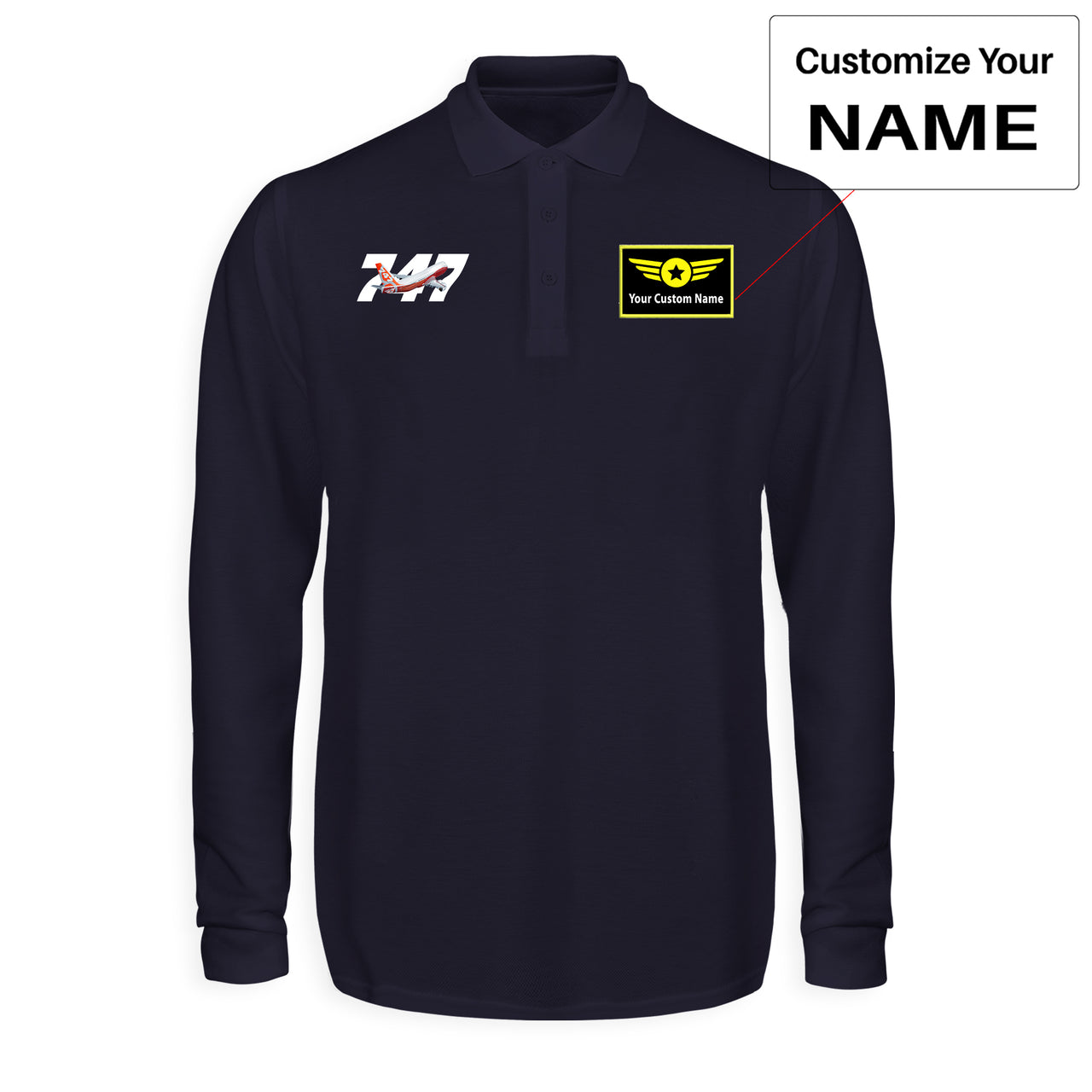 Super Boeing 747 Intercontinental Designed Long Sleeve Polo T-Shirts