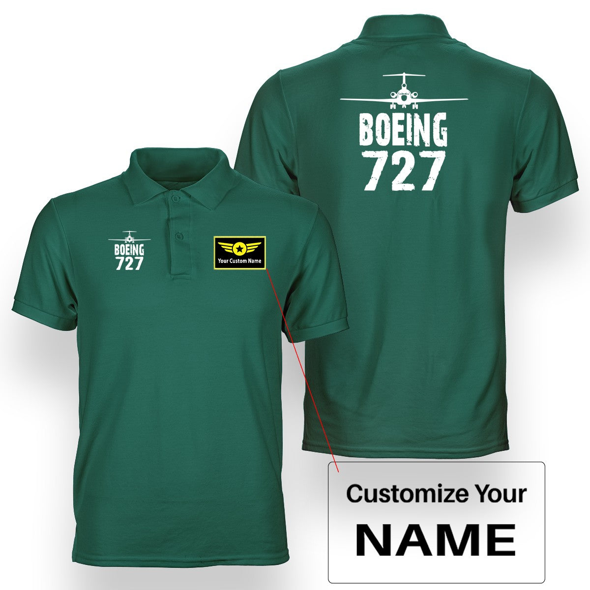 Boeing 727 & Plane Designed Double Side Polo T-Shirts