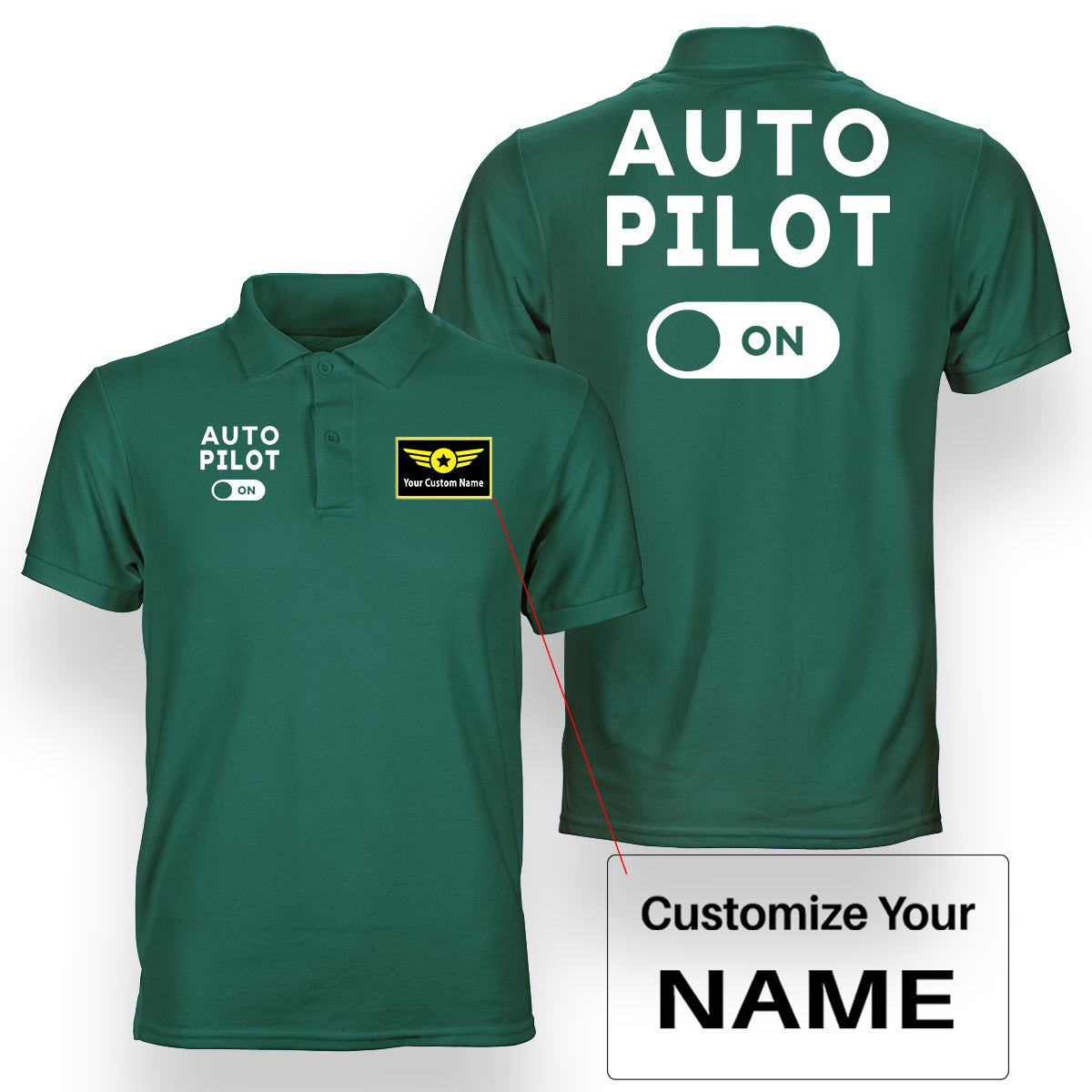 Auto Pilot ON Designed Double Side Polo T-Shirts