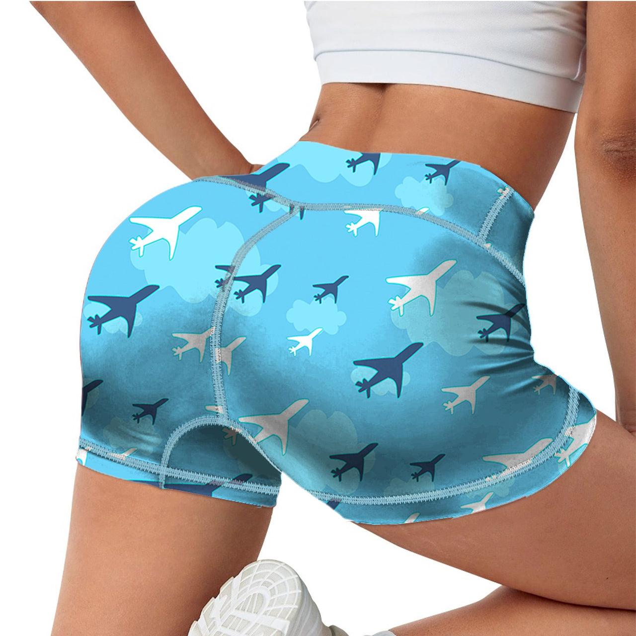 Cool & Super Airplanes 2 Designed Women Yoga Shorts Pants