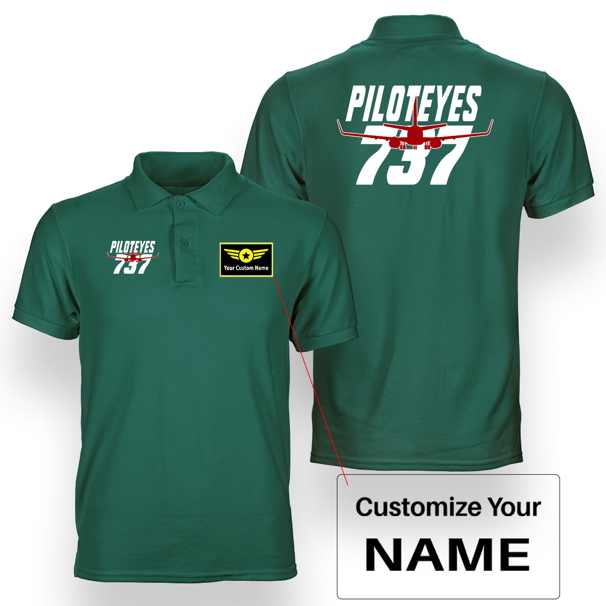 Amazing Piloteyes737 Designed Double Side Polo T-Shirts