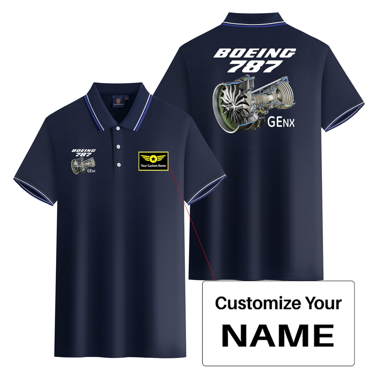 Boeing 787 & GENX Engine Designed Stylish Polo T-Shirts (Double-Side)