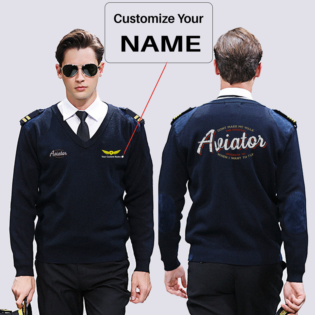 Aviator - Dont Make Me Walk Designed Wool Pilot Sweaters