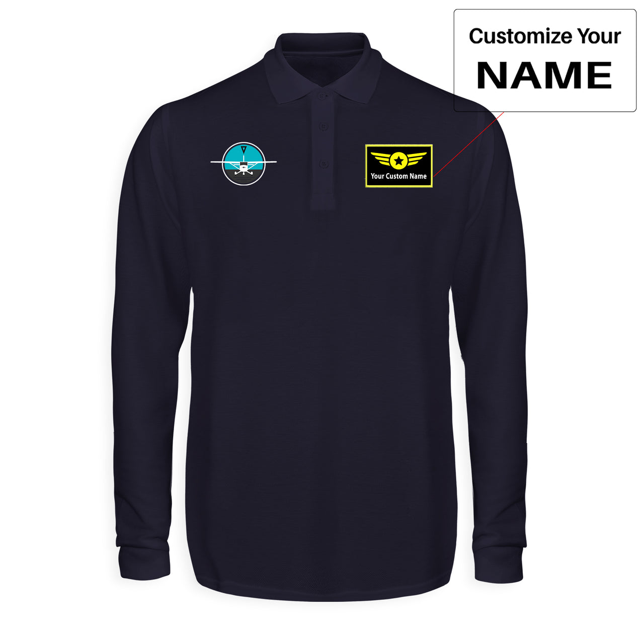 Cessna & Gyro Designed Long Sleeve Polo T-Shirts