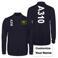 Thumbnail for A310 Text Designed Long Sleeve Polo T-Shirts (Double-Side)