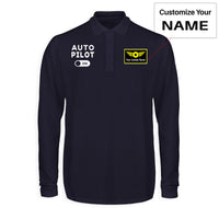 Thumbnail for Auto Pilot ON Designed Long Sleeve Polo T-Shirts
