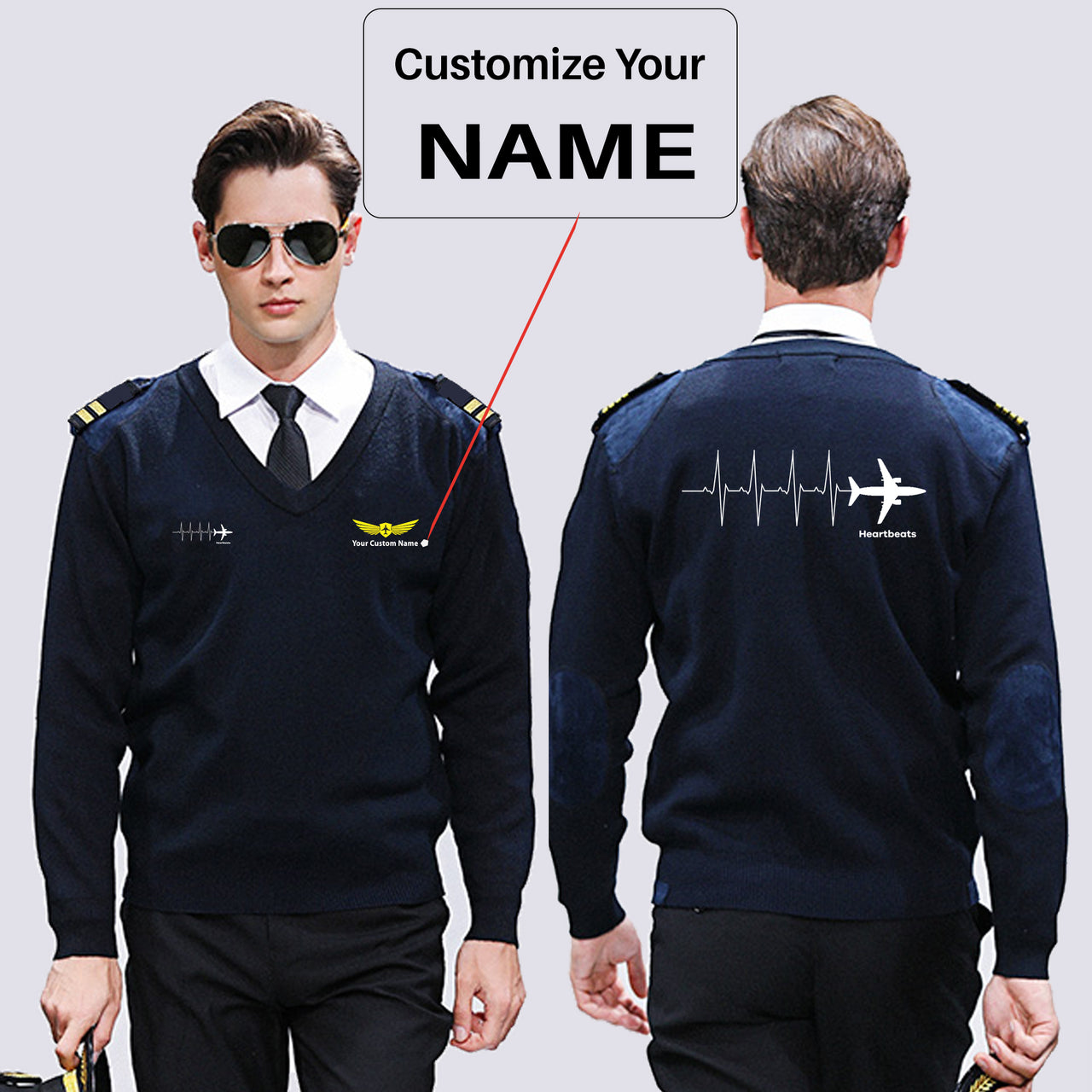 Aviation Heartbeats Designed Wool Pilot Sweaters