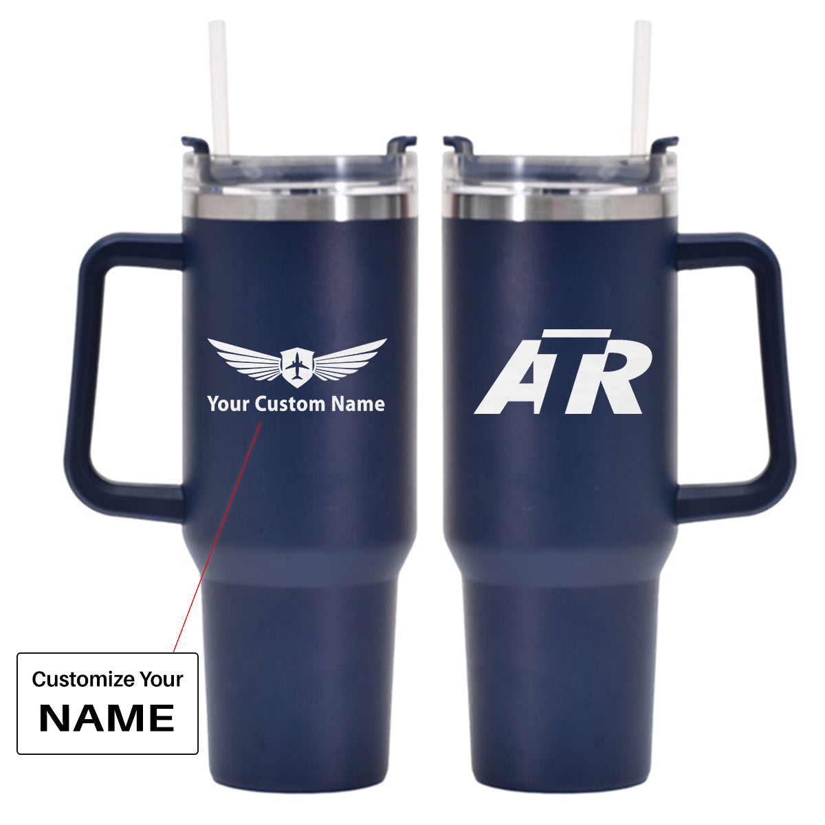 ATR & Text Designed 40oz Stainless Steel Car Mug With Holder