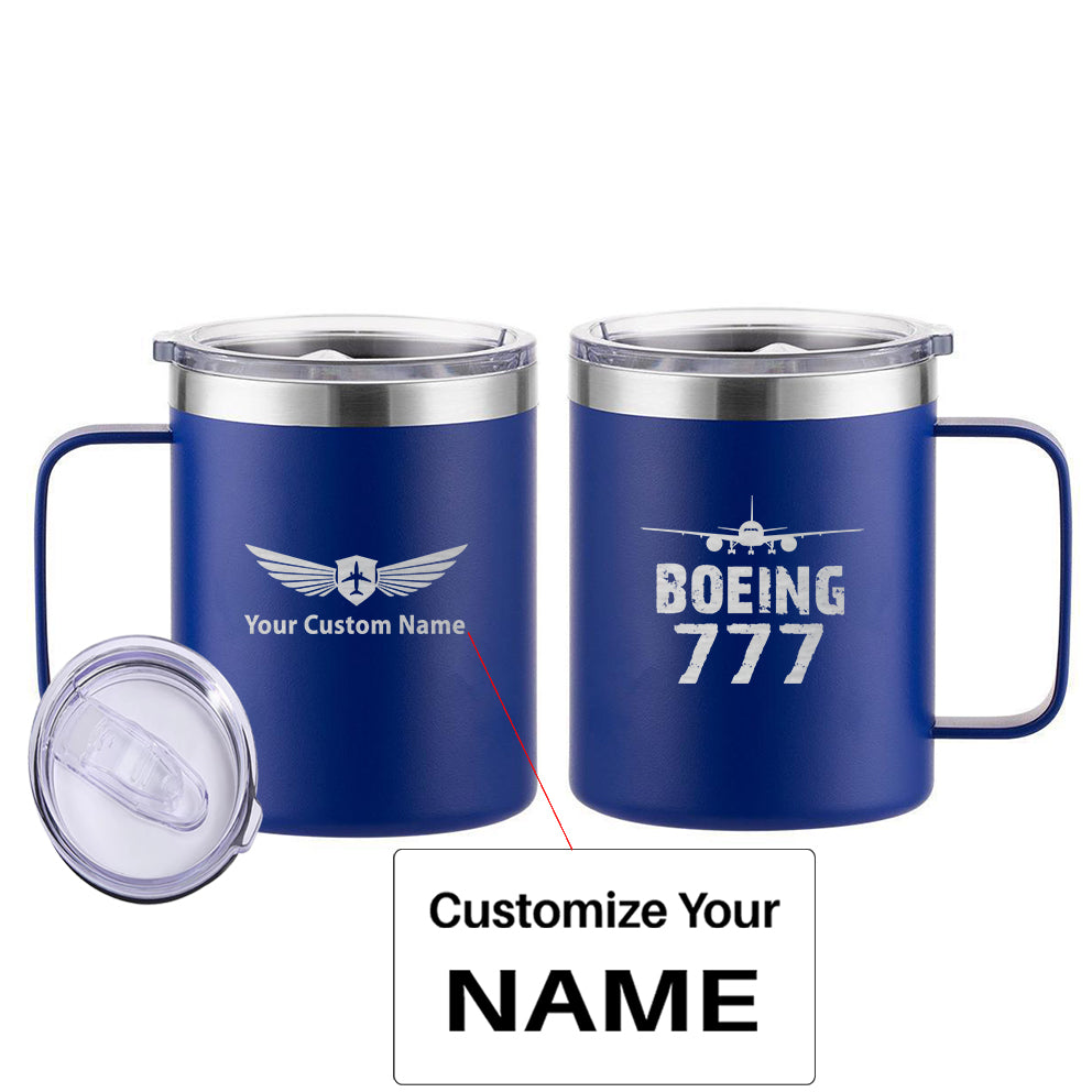 Boeing 777 & Plane Designed Stainless Steel Laser Engraved Mugs