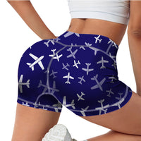Thumbnail for Different Sizes Seamless Airplanes Designed Women Yoga Shorts Pants