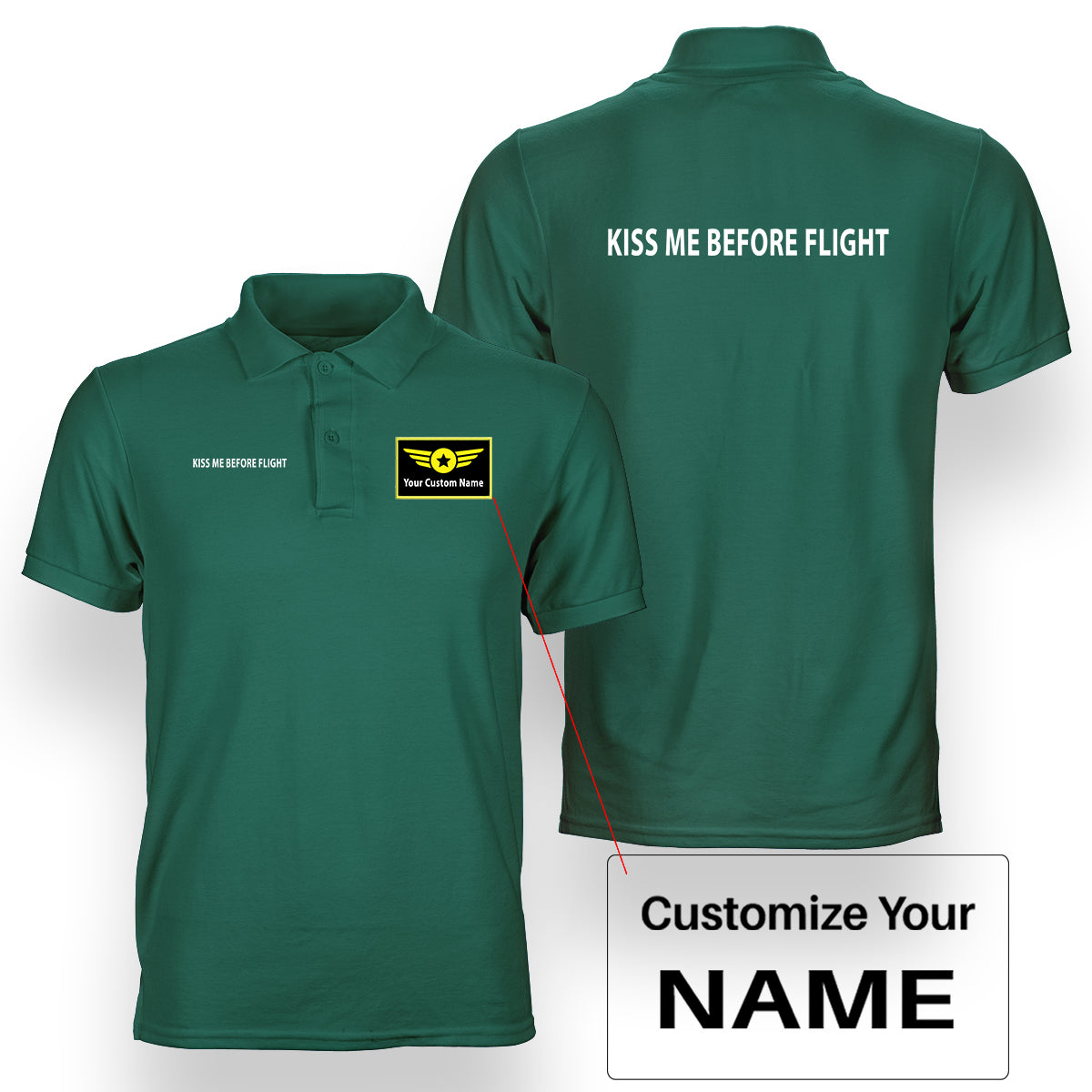 KISS ME BEFORE FLIGHT Designed Double Side Polo T-Shirts