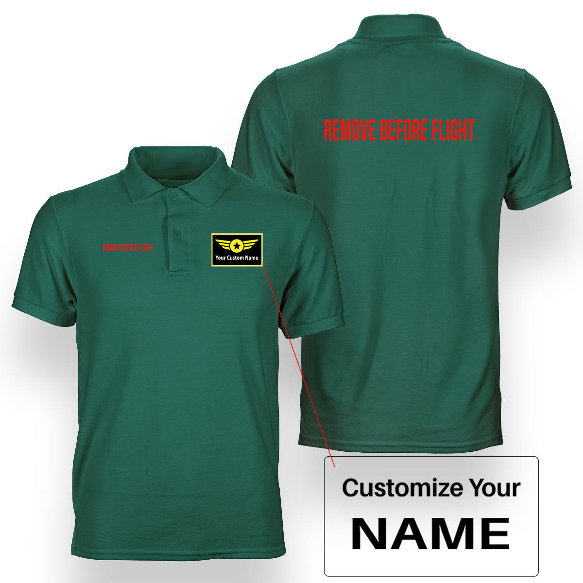 Remove Before Flight 2  Designed Double Side Polo T-Shirts
