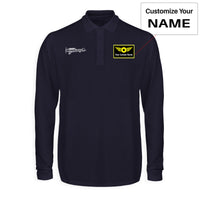 Thumbnail for Special Cessna Text Designed Long Sleeve Polo T-Shirts