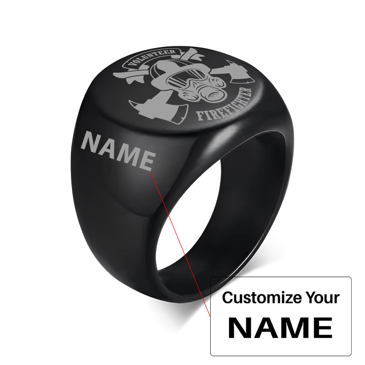 Volunteer Firefighter Design  20MM Stainless Steel Circular Ring