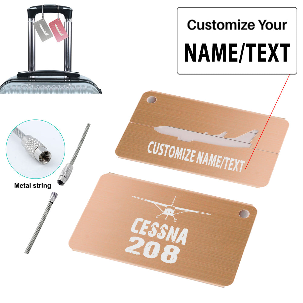 Cessna 208 & Plane Designed Aluminum Airplane Luggage Tags