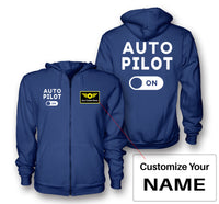 Thumbnail for Auto Pilot ON Designed Zipped Hoodies