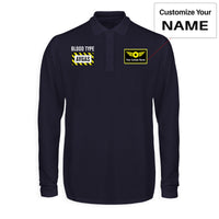 Thumbnail for Blood Type AVGAS Designed Long Sleeve Polo T-Shirts