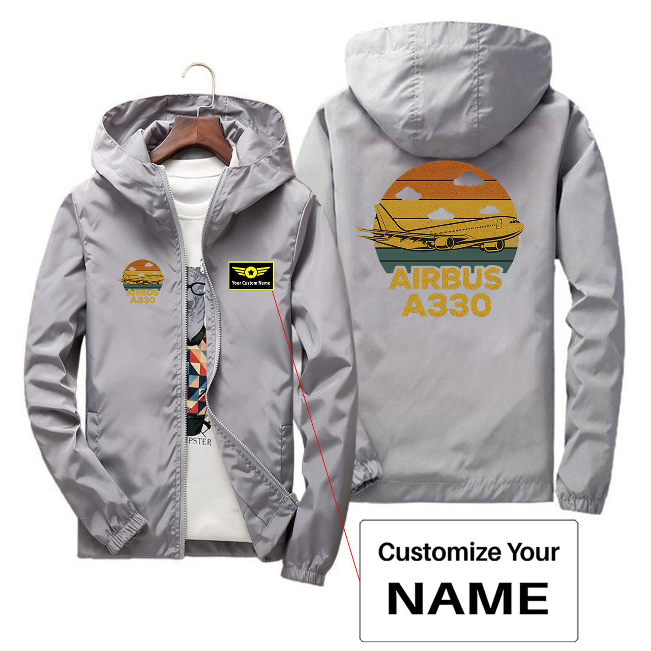 Retro Airbus A330 Designed Thin Windbreaker Jackets