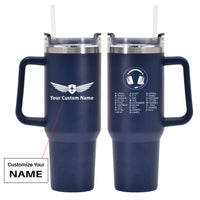 Thumbnail for Aviation Alphabet 3 Designed 40oz Stainless Steel Car Mug With Holder