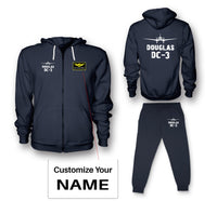 Thumbnail for Douglas DC-3 & Plane Designed Zipped Hoodies & Sweatpants Set