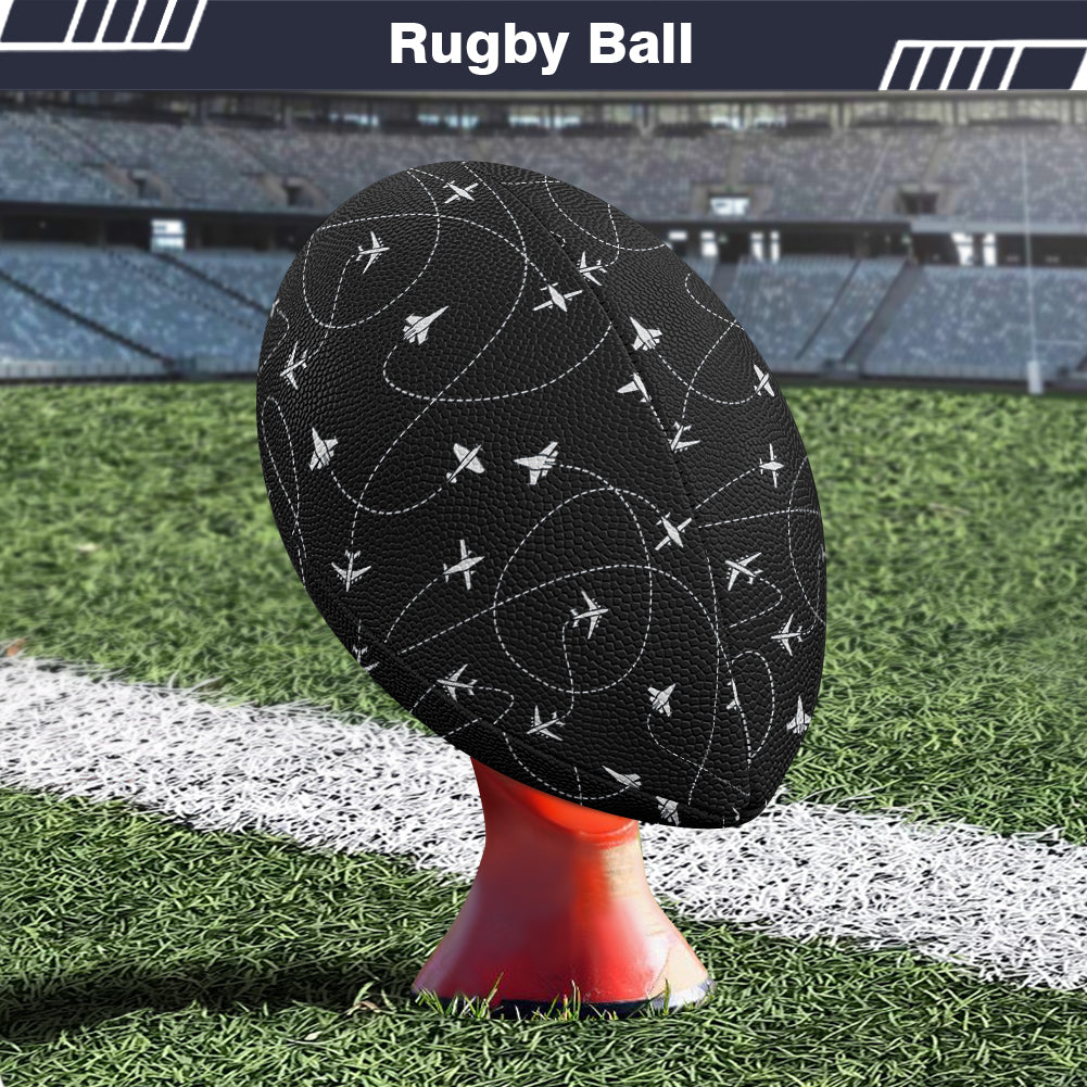 Travel The World By Plane (Black) Designed Rugby