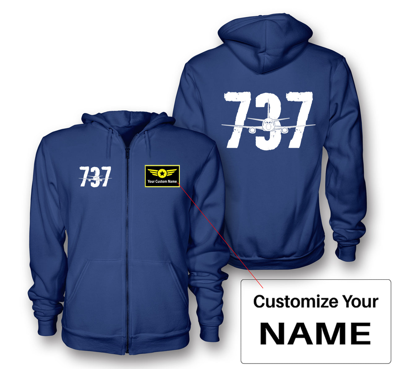 Boeing 737 Designed Designed Zipped Hoodies