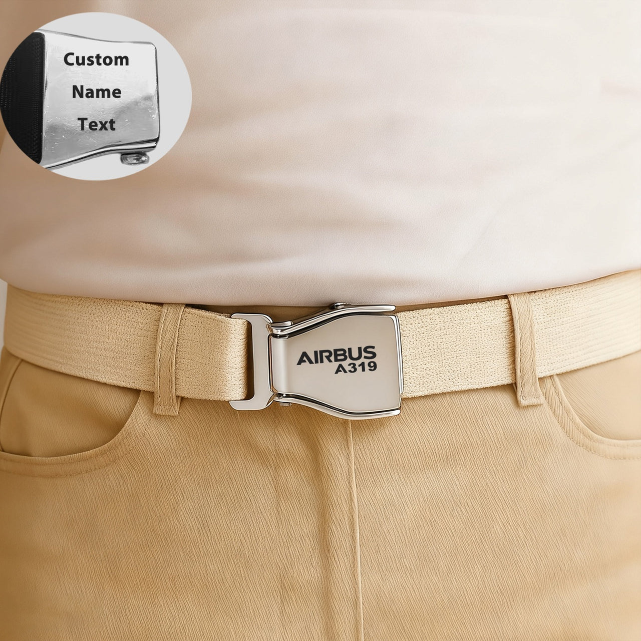 Airbus A319 & Text Designed Fashion Airplane Seat Belts