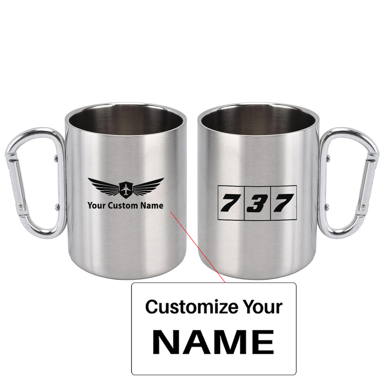 Flat Colourful 737 Designed Stainless Steel Outdoors Mugs