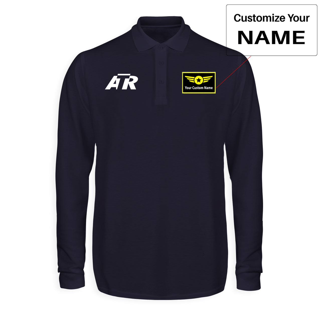 ATR & Text Designed Long Sleeve Polo T-Shirts