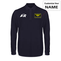 Thumbnail for ATR & Text Designed Long Sleeve Polo T-Shirts