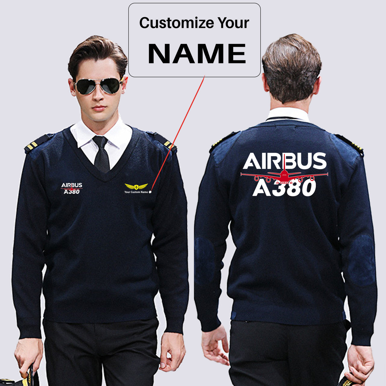 Amazing Airbus A380 Designed Wool Pilot Sweaters