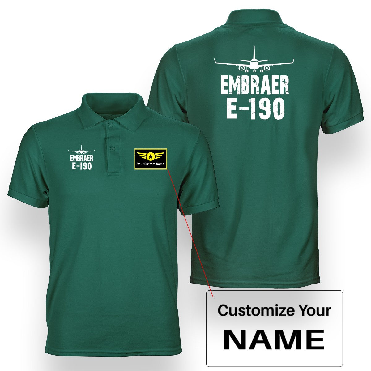 Embraer E-190 & Plane Designed Double Side Polo T-Shirts