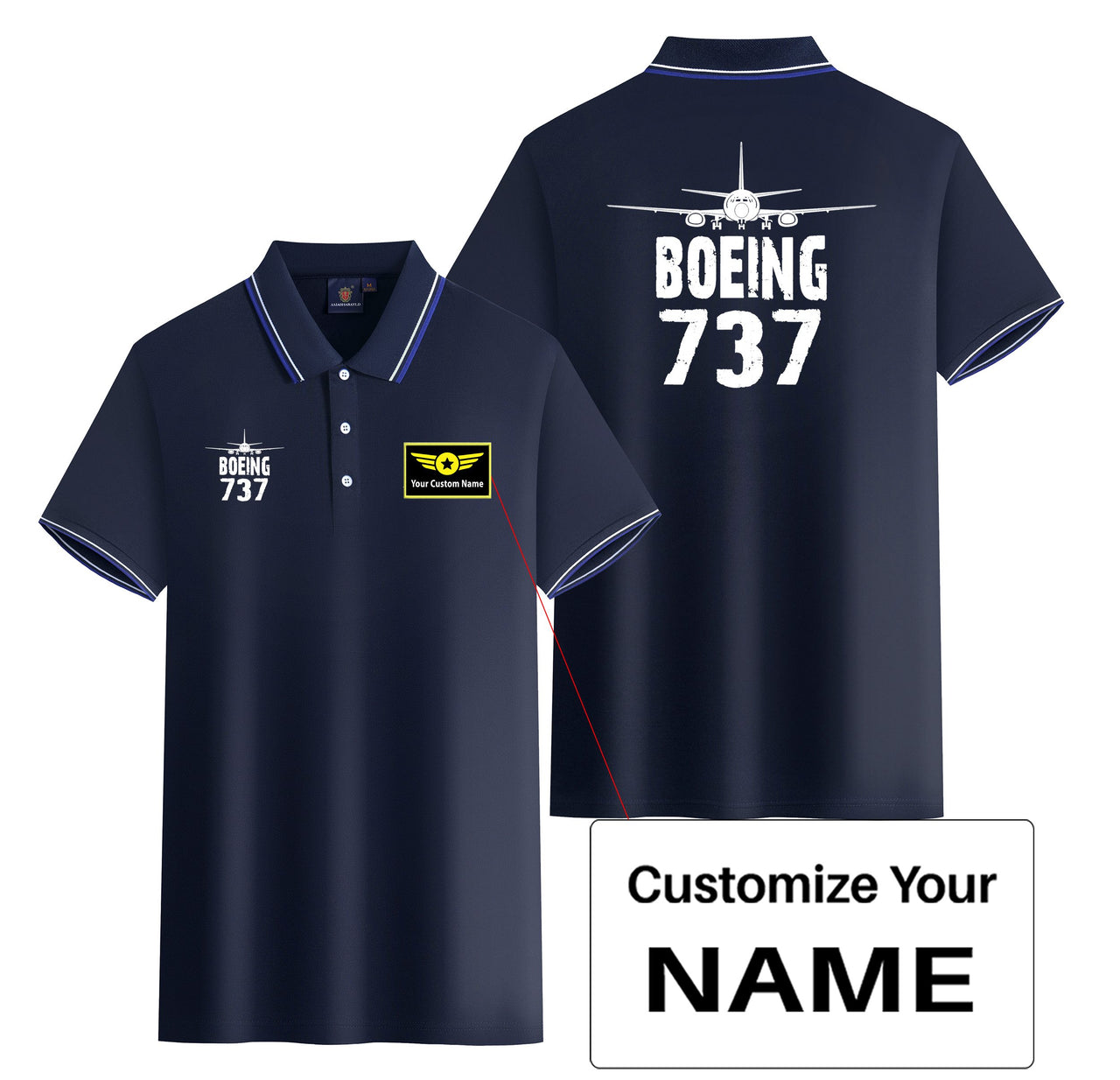 Boeing 737 & Plane Designed Stylish Polo T-Shirts (Double-Side)