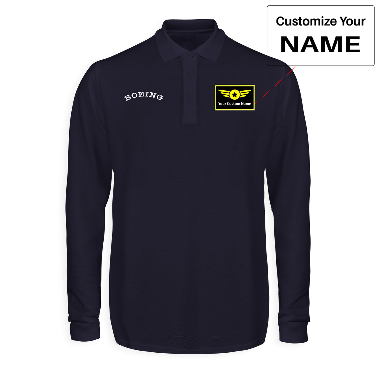 Special BOEING Text Designed Long Sleeve Polo T-Shirts