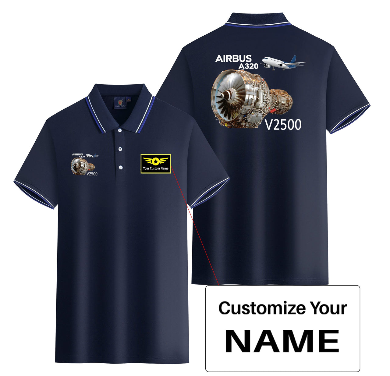 Airbus A320 & V2500 Engine Designed Stylish Polo T-Shirts (Double-Side)