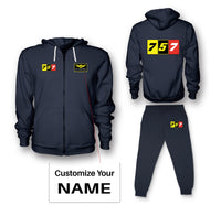 Thumbnail for Flat Colourful 757 Designed Zipped Hoodies & Sweatpants Set