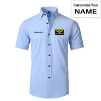 Thumbnail for Bombardier & Text Designed Short Sleeve Shirts