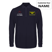 Thumbnail for I'D Rather Be Flying Designed Long Sleeve Polo T-Shirts