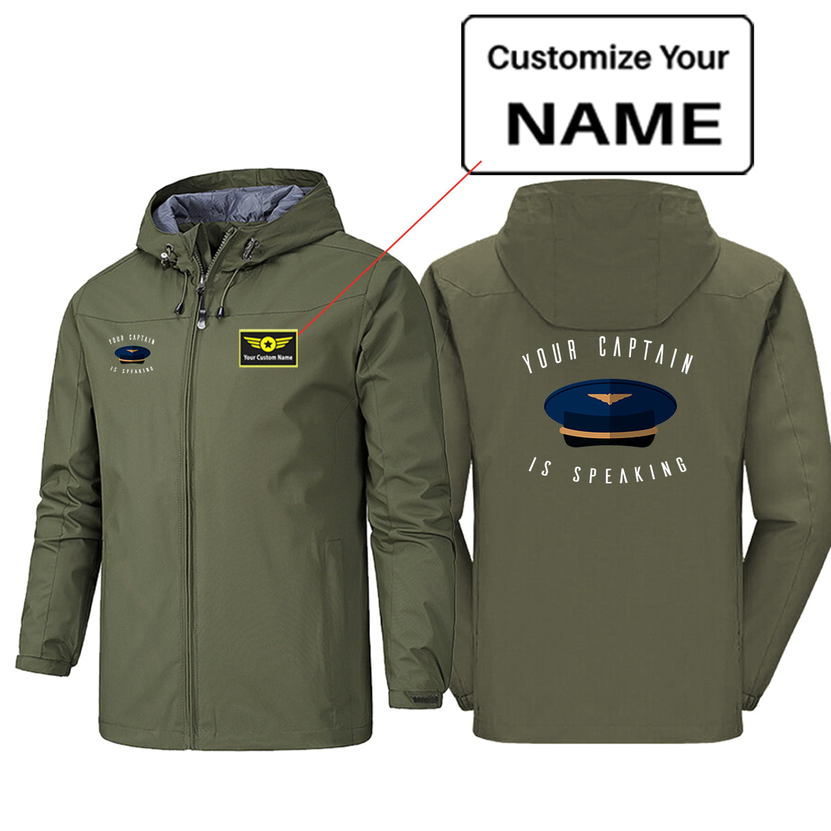 Your Captain Is Speaking Designed Rain Jackets & Windbreakers
