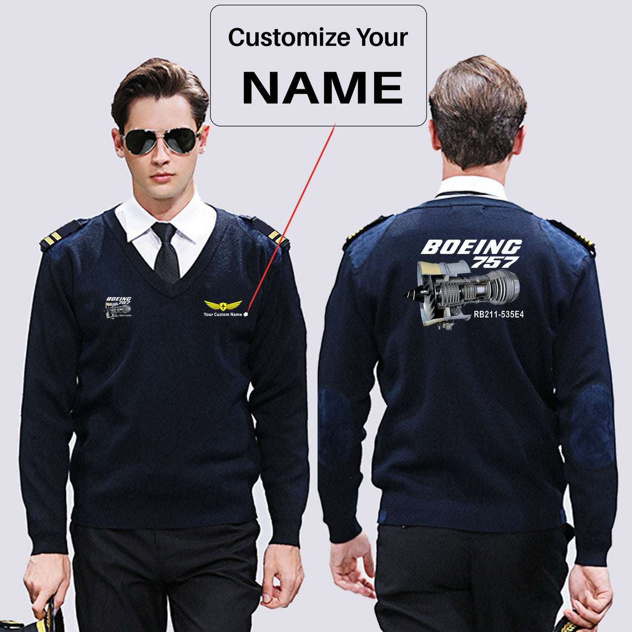 Boeing 757 & Rolls Royce Engine (RB211) Designed Wool Pilot Sweaters