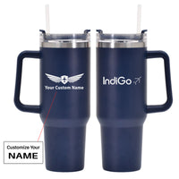 Thumbnail for Indigo Airlines Designed 40oz Stainless Steel Car Mug With Holder