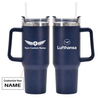 Thumbnail for Lufthansa Airlines Designed 40oz Stainless Steel Car Mug With Holder