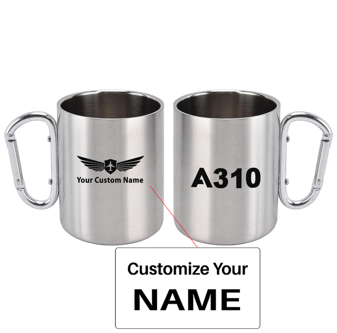 A310 Flat Text Designed Stainless Steel Outdoors Mugs