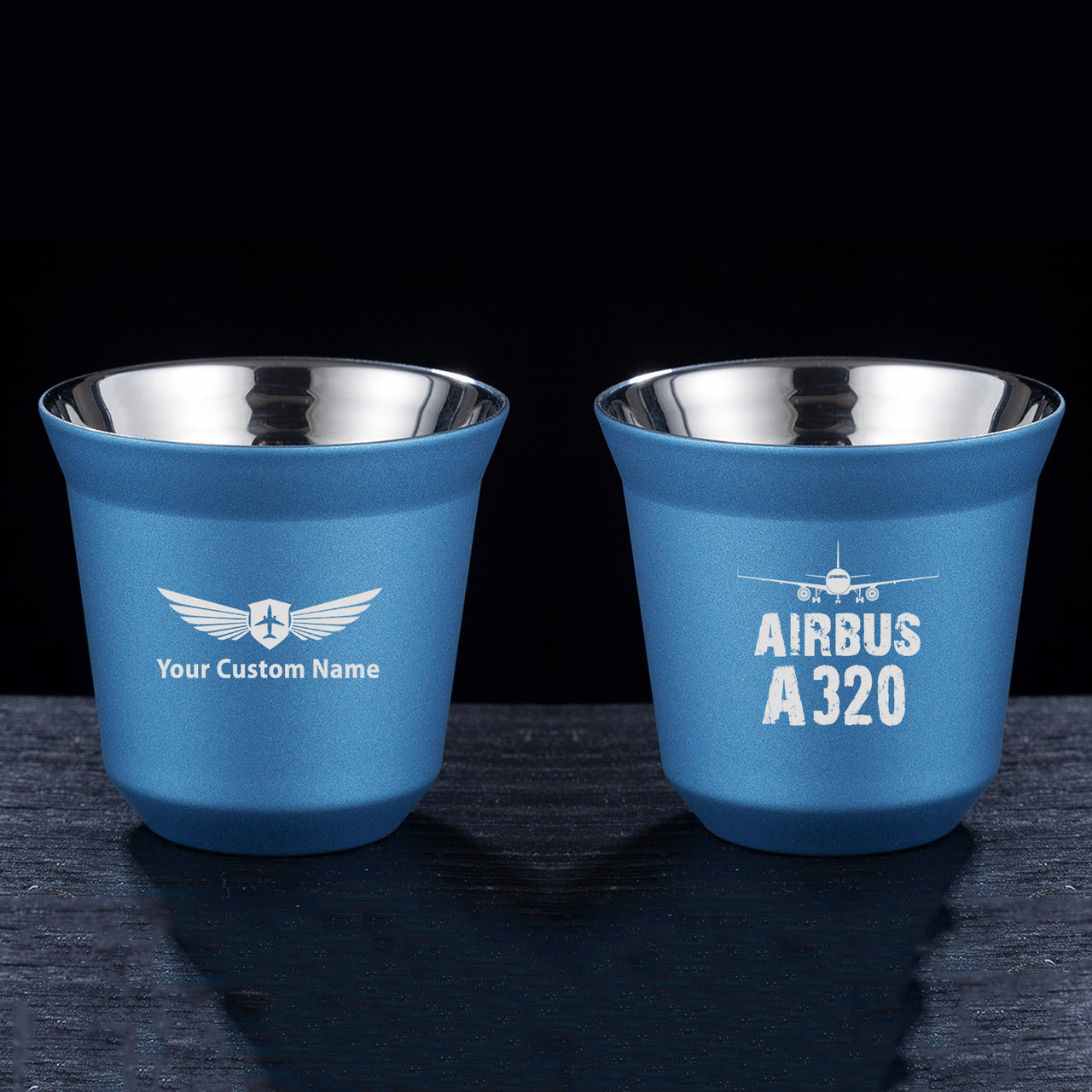 Airbus A320 & Plane Designed Double Wall Stainless Steel Coffee Mugs
