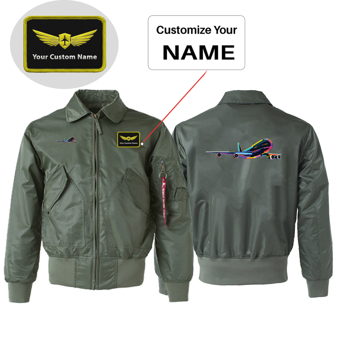 Multicolor Airplane Designed Embroidered Patch Attachable Jackets