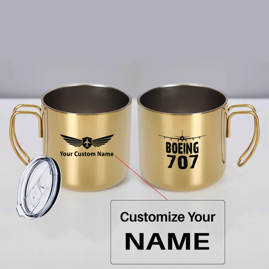 Boeing 707 & Plane Designed Stainless Steel Portable Mugs