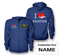 Thumbnail for I Love Aviation Designed Zipped Hoodies