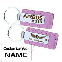 Thumbnail for Airbus A319 & Text Faux Leather Key Chains