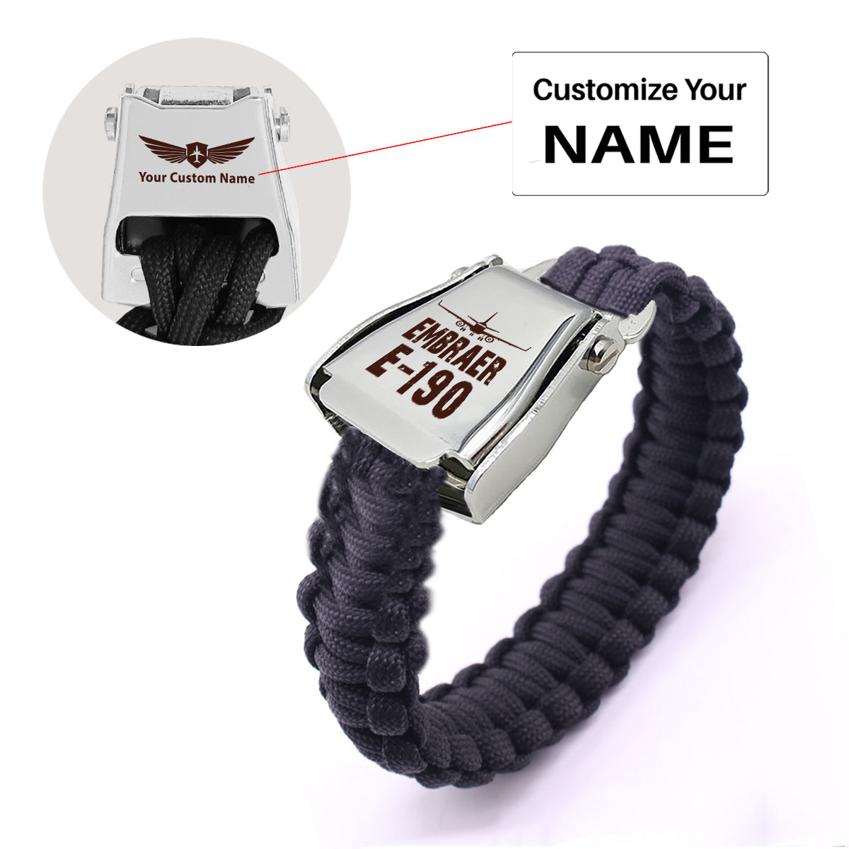 Embraer E-190 & Plane Designed Airplane Seat Belt Bracelet